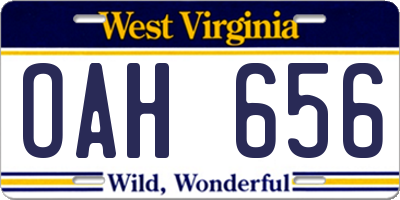 WV license plate OAH656