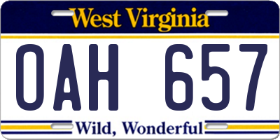 WV license plate OAH657