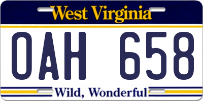 WV license plate OAH658