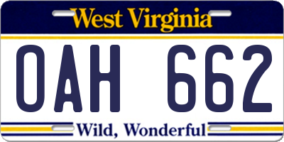 WV license plate OAH662