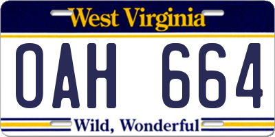 WV license plate OAH664