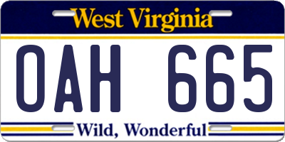 WV license plate OAH665