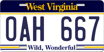WV license plate OAH667