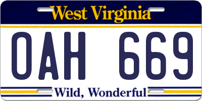 WV license plate OAH669