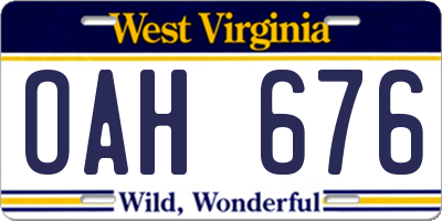 WV license plate OAH676