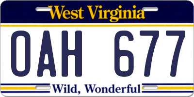 WV license plate OAH677