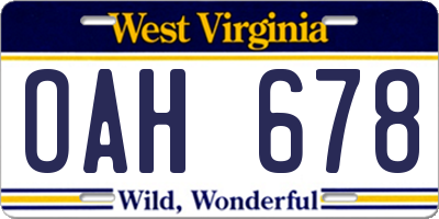 WV license plate OAH678
