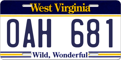 WV license plate OAH681