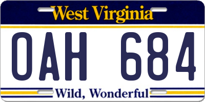 WV license plate OAH684