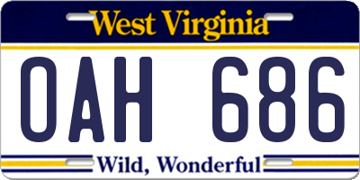 WV license plate OAH686