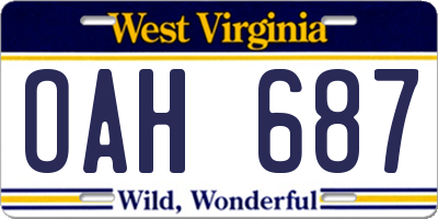 WV license plate OAH687