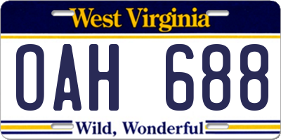 WV license plate OAH688