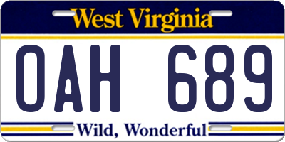 WV license plate OAH689
