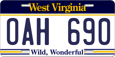 WV license plate OAH690