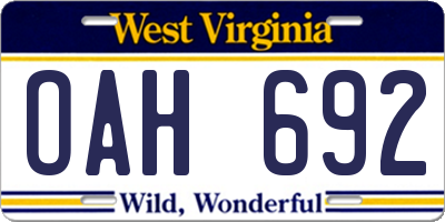 WV license plate OAH692