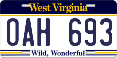 WV license plate OAH693