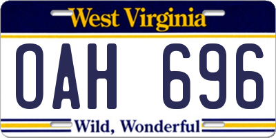 WV license plate OAH696