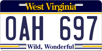 WV license plate OAH697