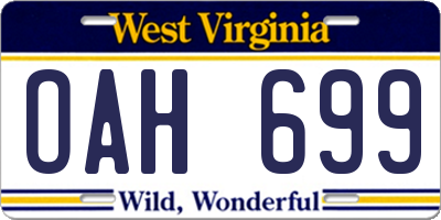 WV license plate OAH699
