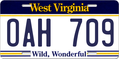 WV license plate OAH709