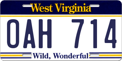 WV license plate OAH714