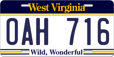 WV license plate OAH716