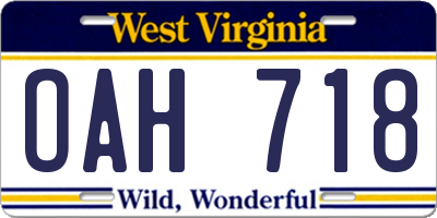 WV license plate OAH718