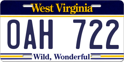 WV license plate OAH722