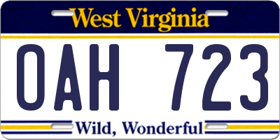 WV license plate OAH723