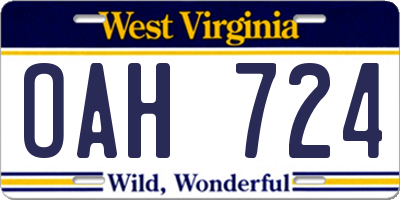 WV license plate OAH724