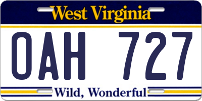 WV license plate OAH727