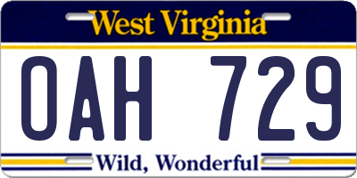 WV license plate OAH729