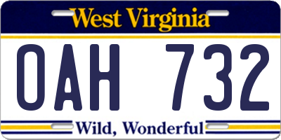 WV license plate OAH732