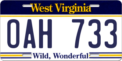 WV license plate OAH733