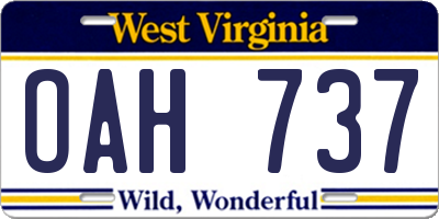 WV license plate OAH737