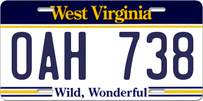 WV license plate OAH738