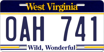 WV license plate OAH741