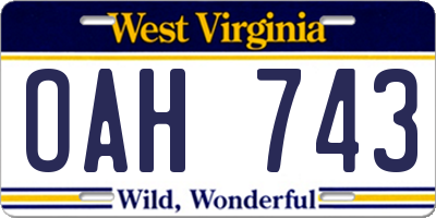 WV license plate OAH743