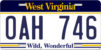 WV license plate OAH746