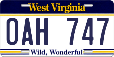 WV license plate OAH747