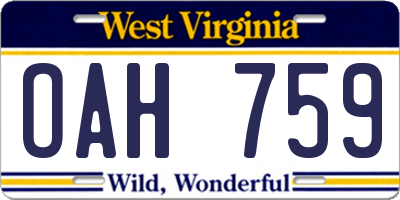 WV license plate OAH759