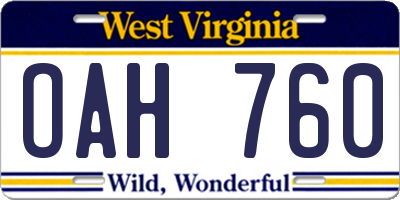 WV license plate OAH760