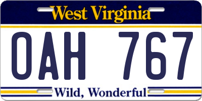 WV license plate OAH767