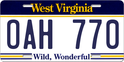 WV license plate OAH770