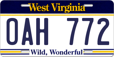 WV license plate OAH772