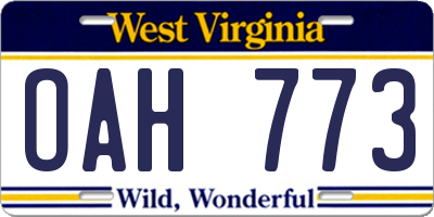 WV license plate OAH773
