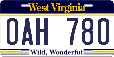 WV license plate OAH780