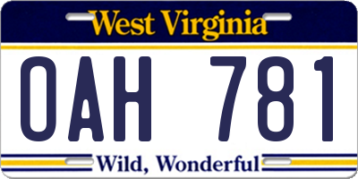 WV license plate OAH781