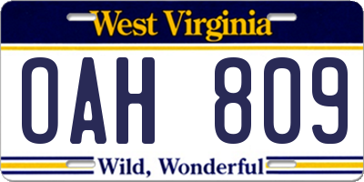 WV license plate OAH809