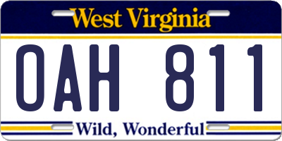 WV license plate OAH811